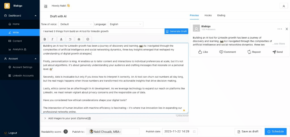 Generate LinkedIn content with AI